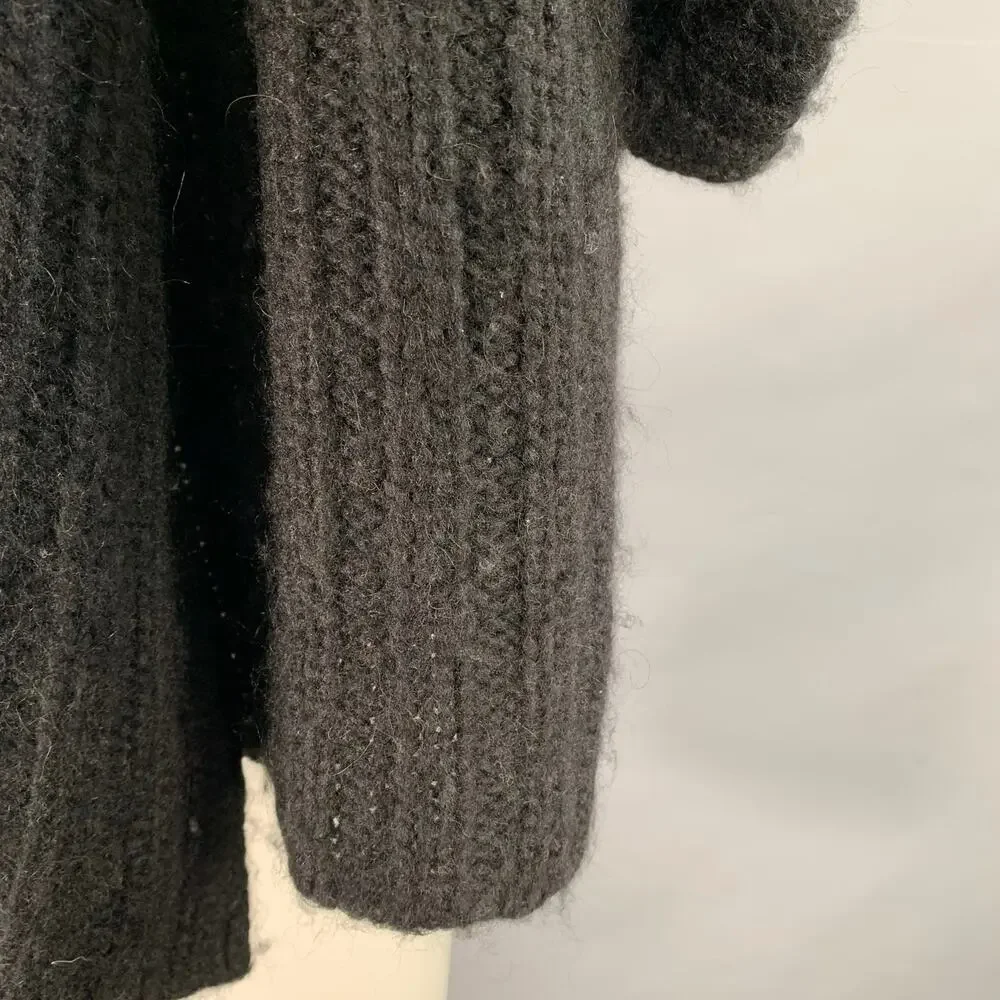 JARBO Size 0 Black Alpaca Blend Knit Shawl Collar Open Front Shrug Cardigan